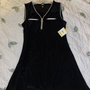 NWT Anne Klein Black Dress with White Trim M